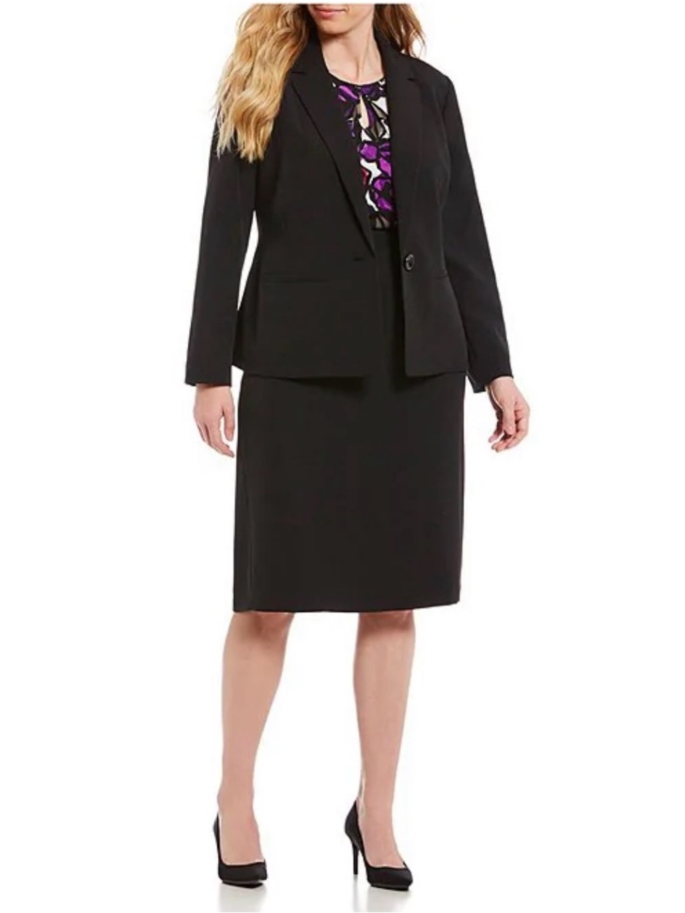 Kasper Black Women's Two-Piece Skirt Suit (Size 16)